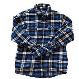 Orvis Heavy Flannel Shirt Mens Large Blue Plaid Shacket